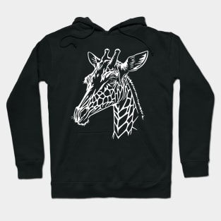 Realistic Minimal Giraffe Head Design - White Hoodie